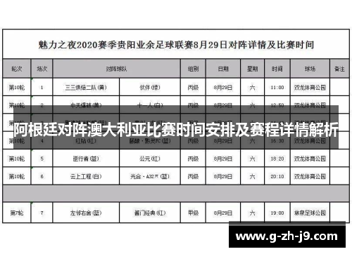 阿根廷对阵澳大利亚比赛时间安排及赛程详情解析 阿根廷对阵澳大利亚比赛时间安排及赛程详情解析