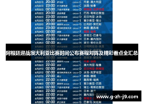 阿根廷迎战澳大利亚比赛时间公布赛程对阵及精彩看点全汇总
